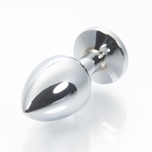 Анальная пробка Butt Plug Silver Medium Light Blue