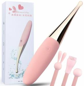 Розовый точечный вибратор с насадками 