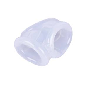 Эрекционное кольцо с подхватом мошонки силиконовое белое 