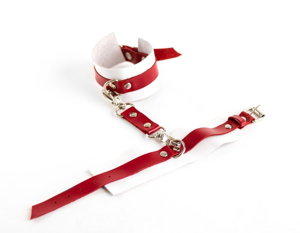Оковы из натуральной кожи Red-White