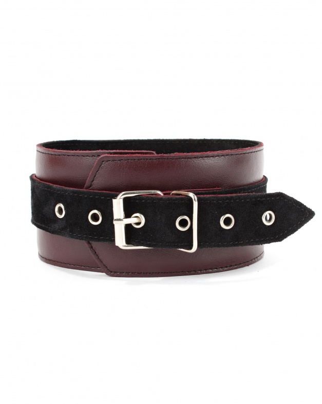 Ошейник из натуральной кожи бордо