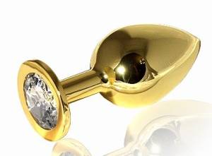 Анальная пробка Butt Plug Gold Large Clear 