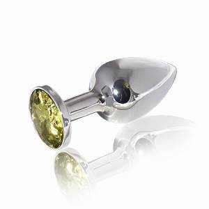  Анальная пробка Butt Plug Silver Small Yellow 