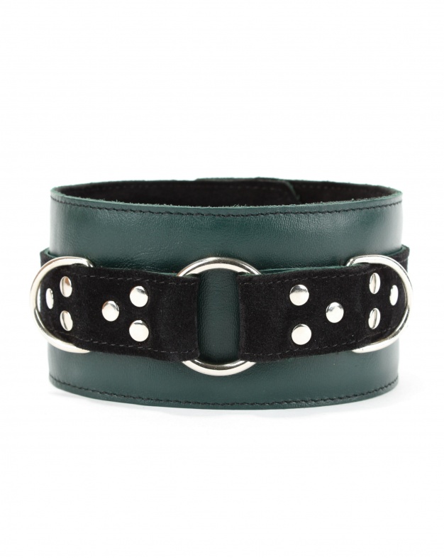 Ошейник из натуральной кожи изумруд