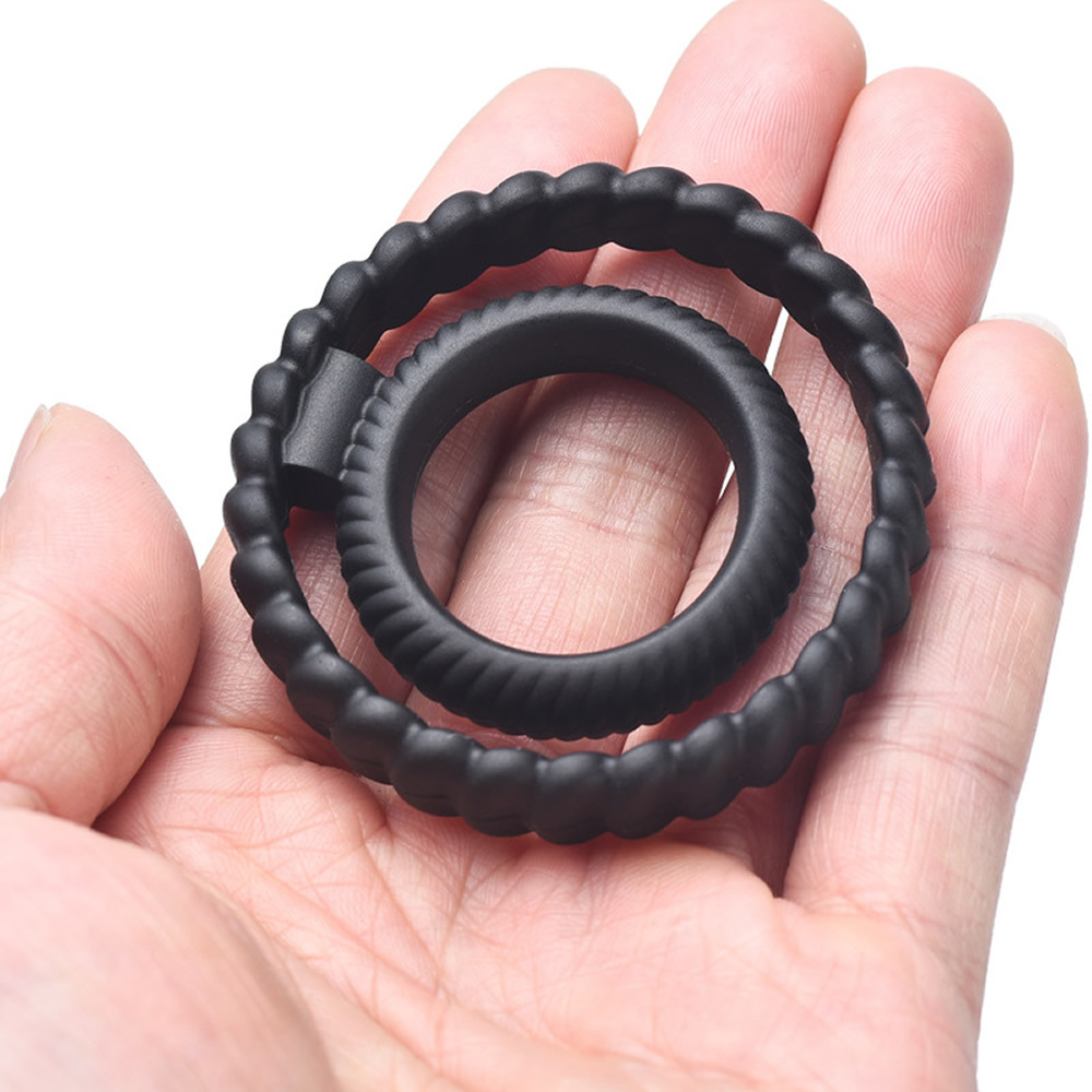 Двойное черное эрекционное кольцо из силикона