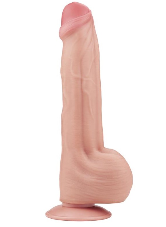 Крупный дилдо на присоске с рельефом