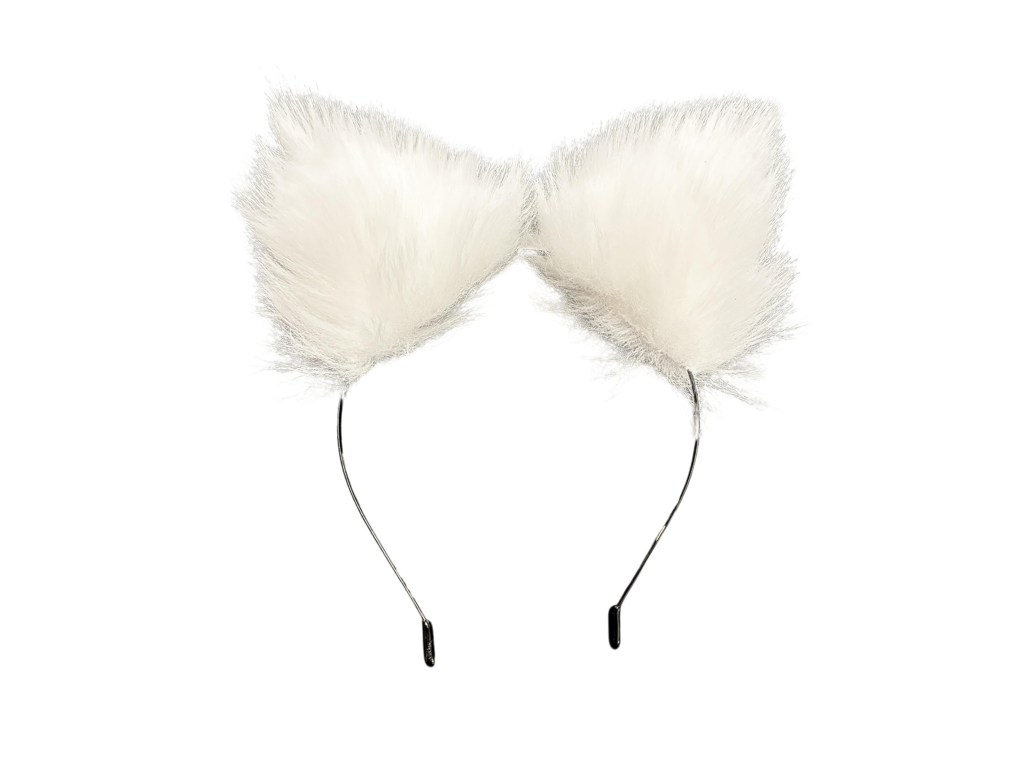 БДСМ набор меховой белый с анальной пробкой