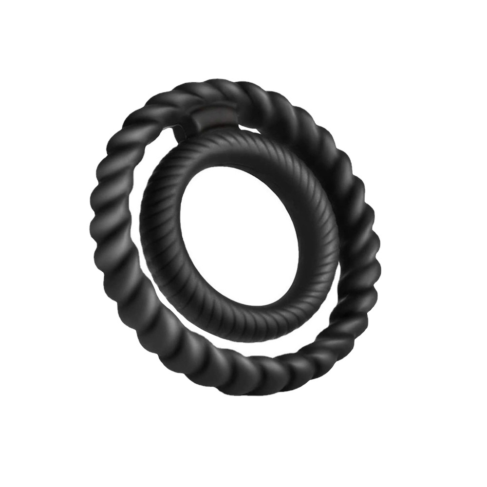 Двойное черное эрекционное кольцо из силикона