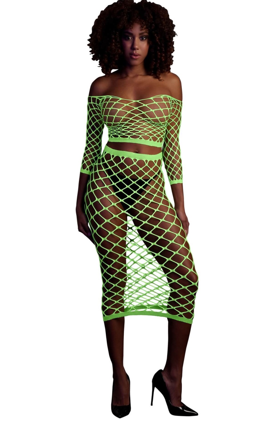 Топ с нижней юбкой Neon Green  XS/XL