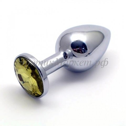  Анальная пробка Butt Plug Silver Small Yellow