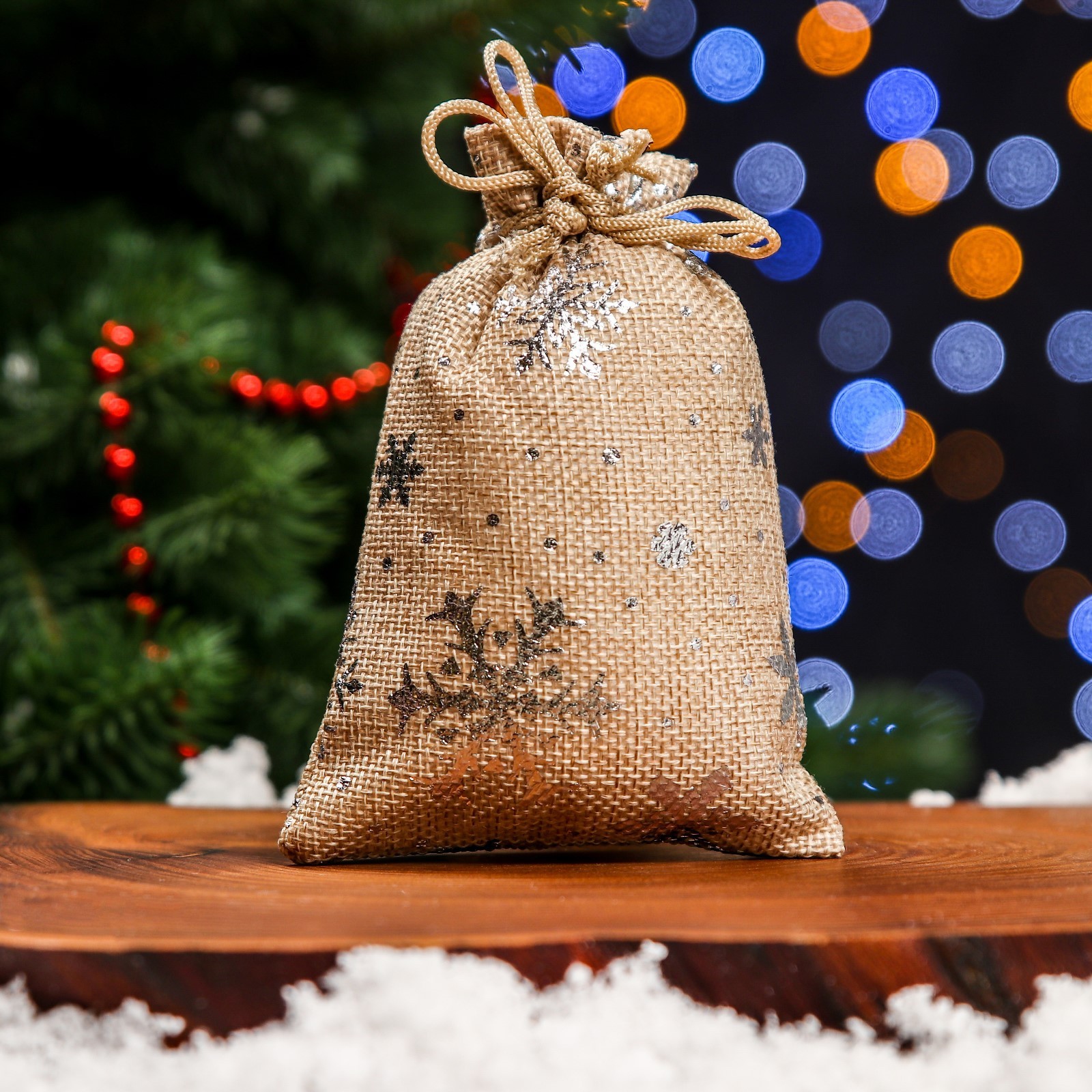 Мешочек для хранения Снежинки 10*14 см