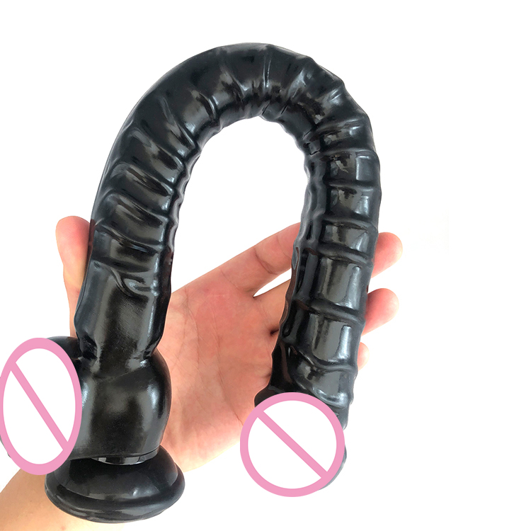 Черный длинный фаллос на присоске