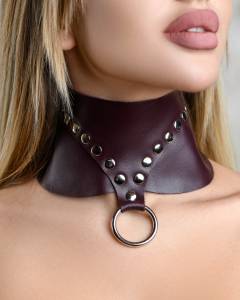 Ошейник широкий бордо 