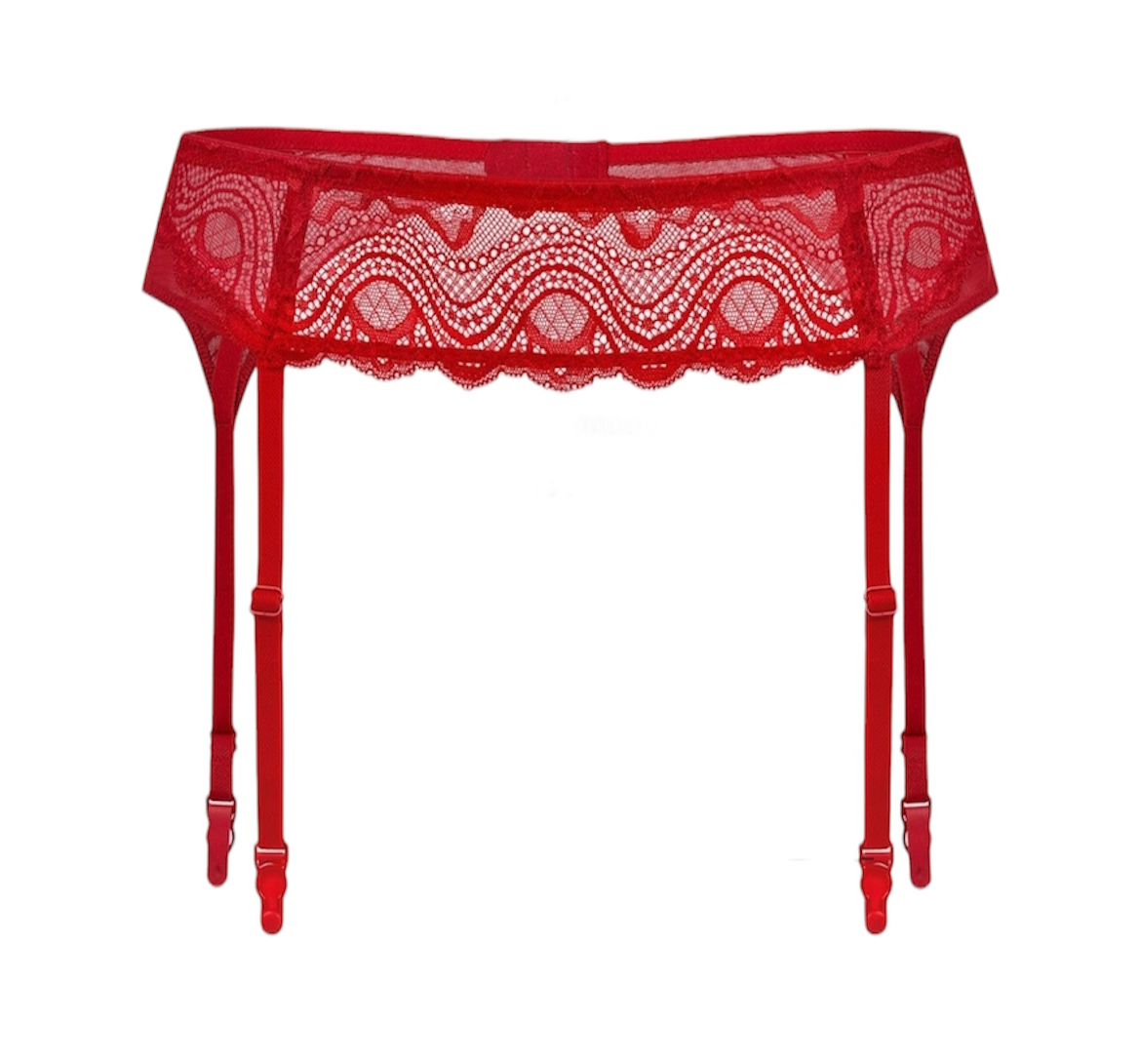 Пояс для чулок кружевной красный 44 размер