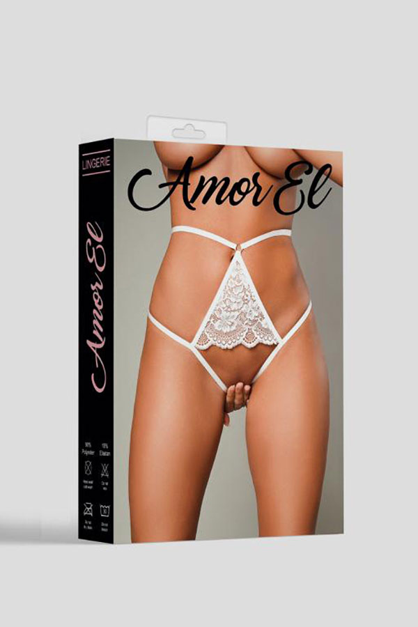 Белые  откровенные трусики с доступом M