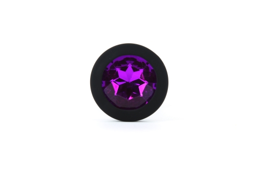 Черная анальная пробка с кристаллом Purple