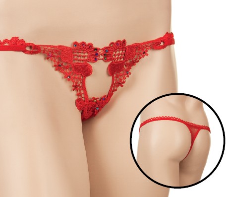 Красные кружевные трусики XS/M