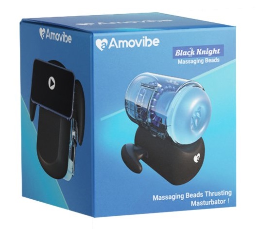 Автоматический мастурбатор для мужчин AMOVIBE Black Knight с массажем бусинами