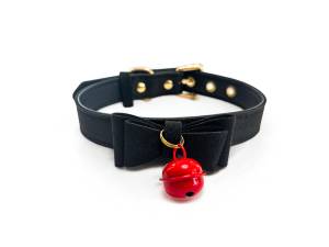 Чокер черный с красным бубенчиком 