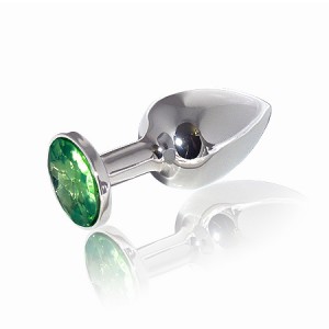 Анальная пробка Butt Plug Silver Small Green