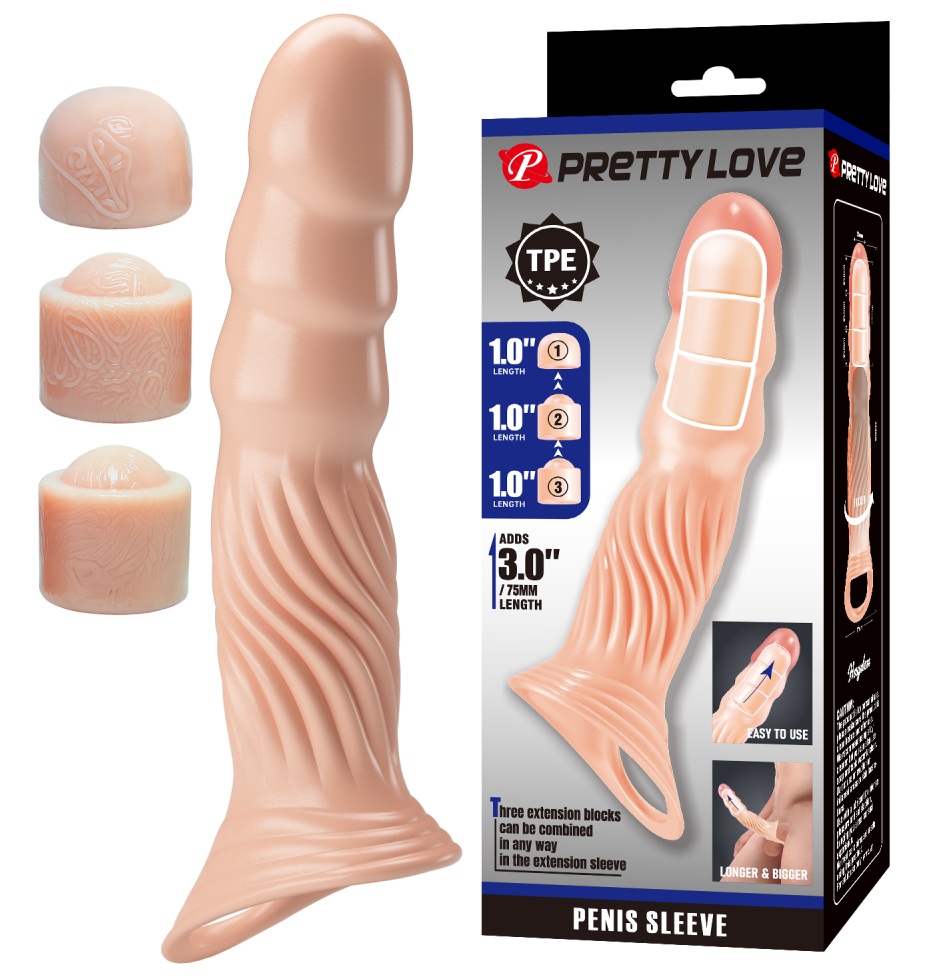 Насадка на пенис с тремя вкладышами-удлинителями