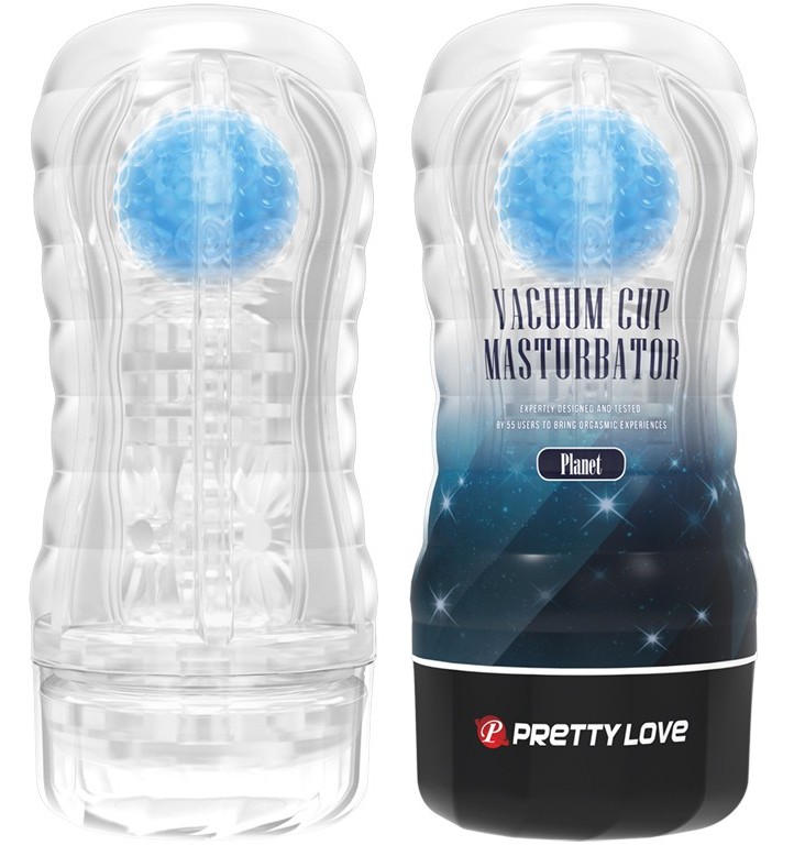 Мастурбатор с массажным шариком Vacuum Cup Masturbator Planet Голубой