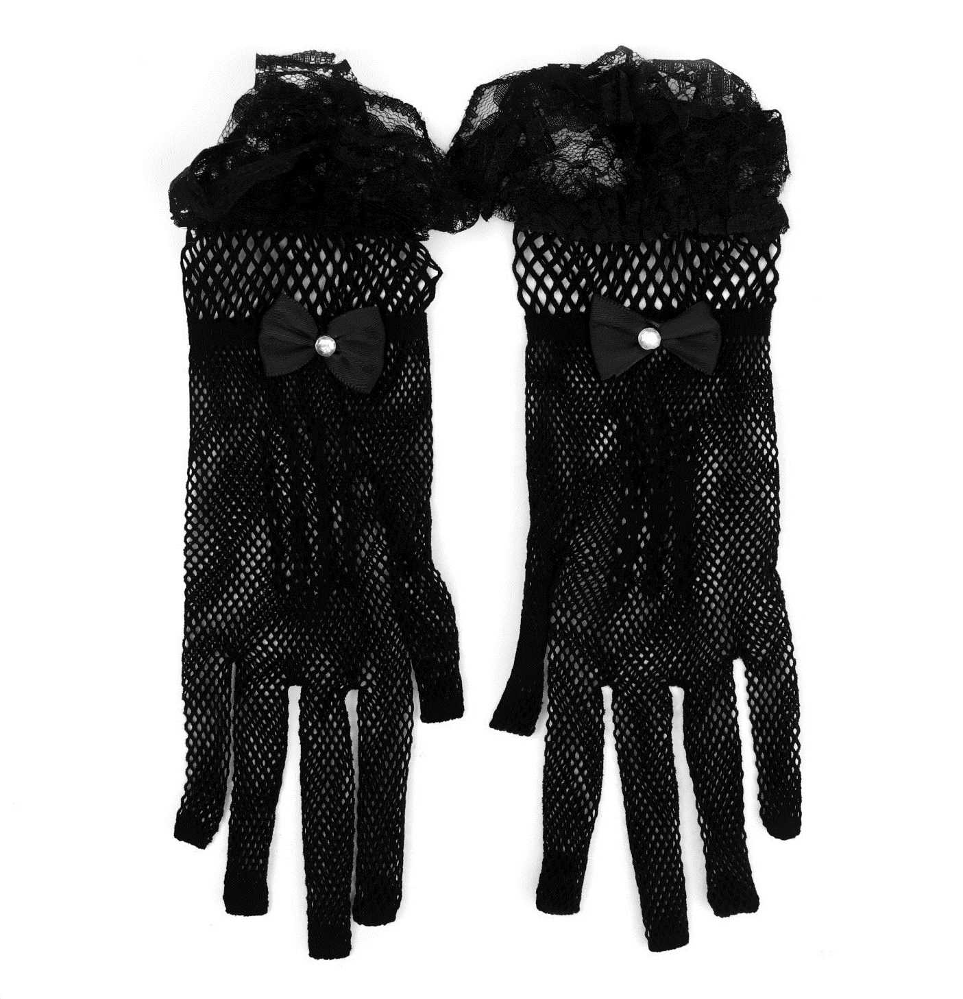 Женские перчатки-сеточка с бантиком