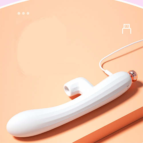 Белый вибратор с двойной стимуляцией USB