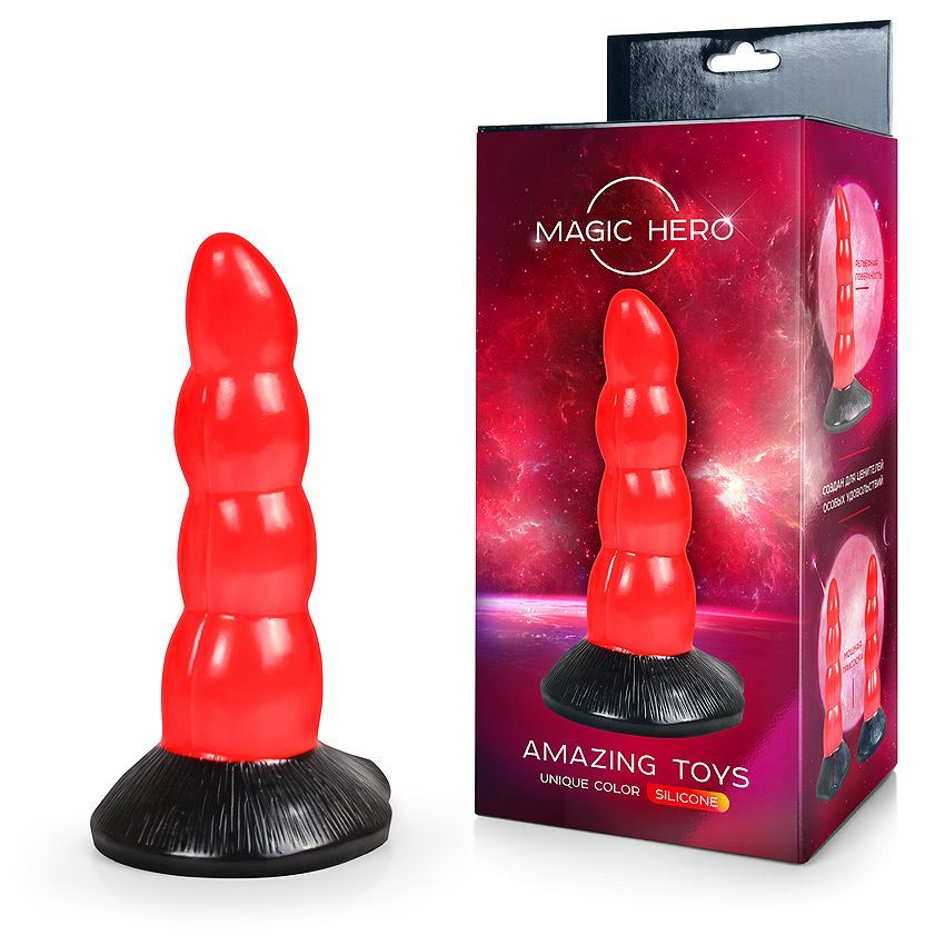 Красный рельефный стимулятор 17 см