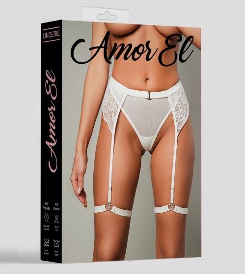 Трусики с поясом и гартерами S/M Cream