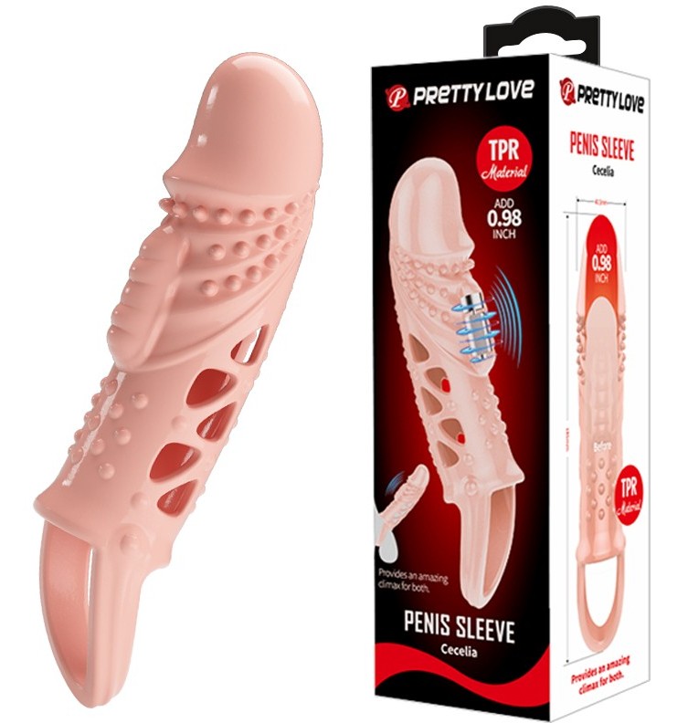 Удлиняющая насадка на пенис с вибрацией Penis Sleeve Cecelia