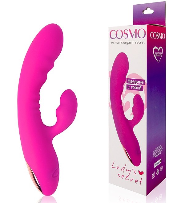 Женский розовый вибратор кролик Cosmo USB