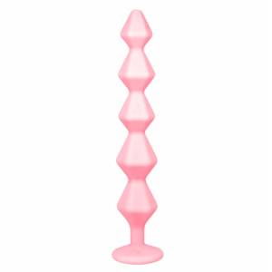 Розовая анальная цепочка с кристаллом 