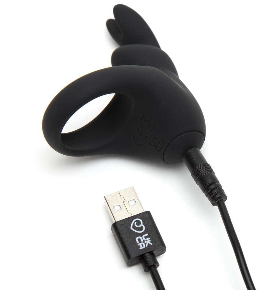 Эрекционное кольцо Happy Rabbit с вибрацией black