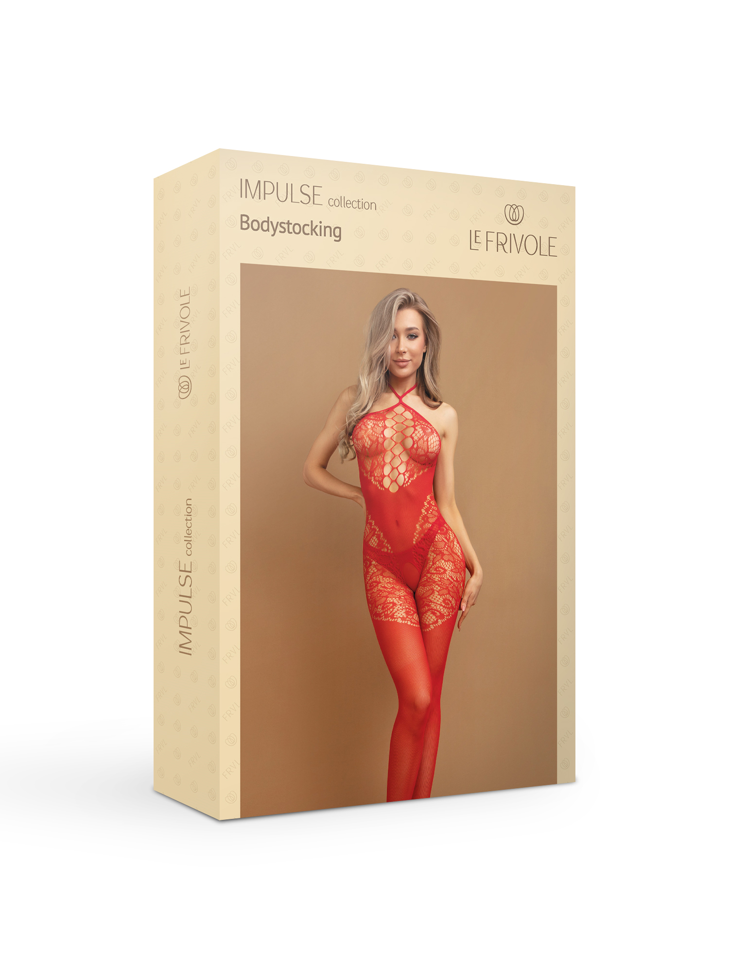 Красный боди-комбинезон с вырезом на груди S/XXL