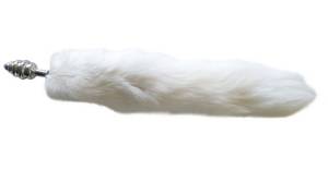 Рельефная анальная пробка с белым хвостиком 