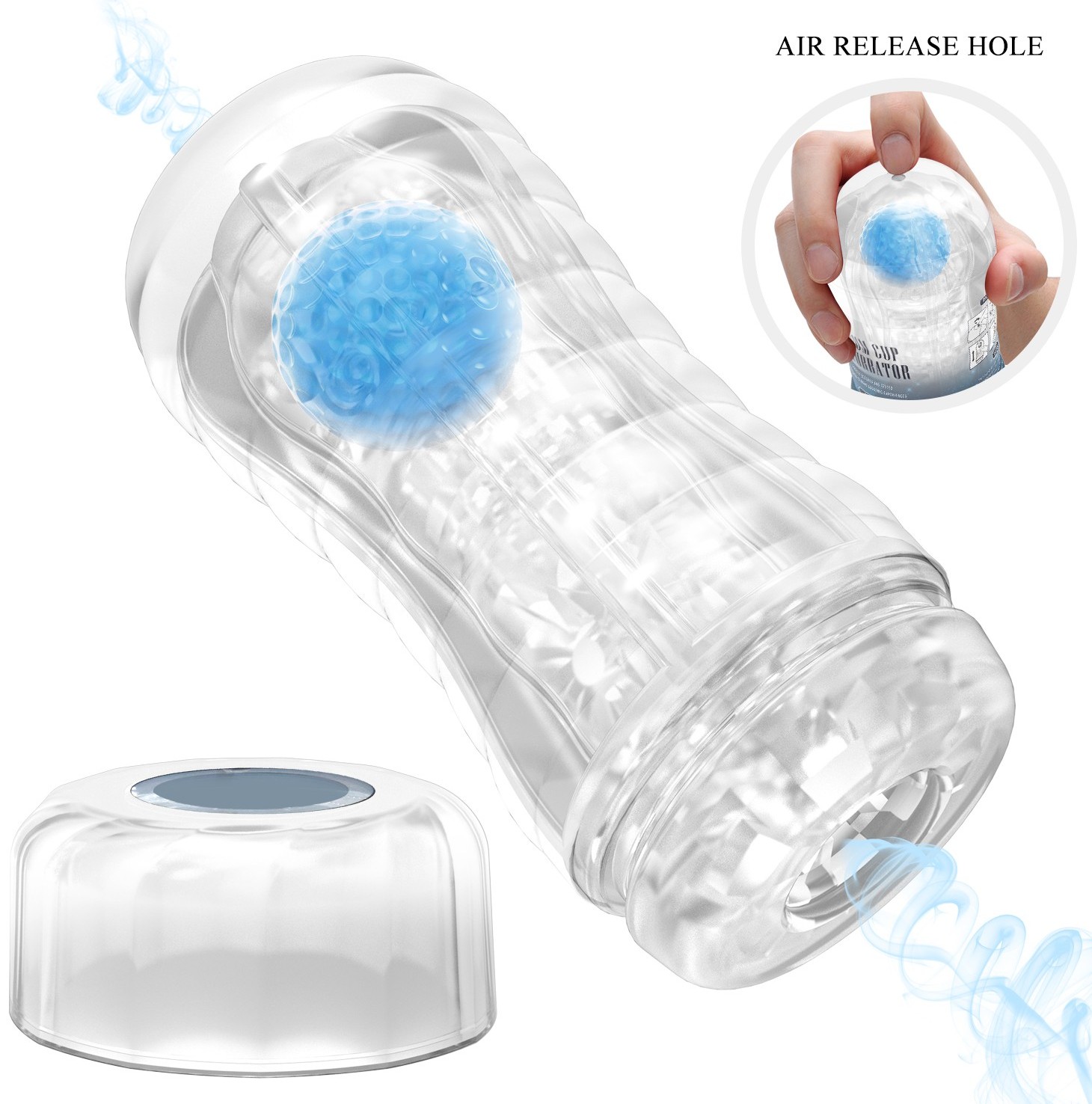 Мастурбатор с массажным шариком Vacuum Cup Masturbator Planet Голубой