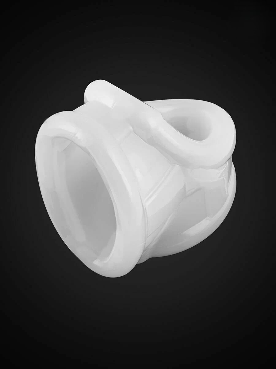 Эрекционное кольцо с подхватом мошонки силиконовое белое