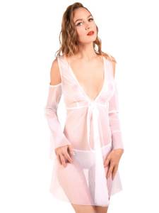 Белый секси халатик с рукавами 46-48 
