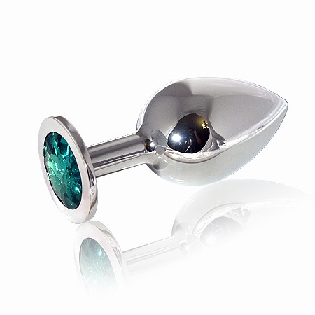 Пробка Butt Plug Silver Large изумрудный кристалл