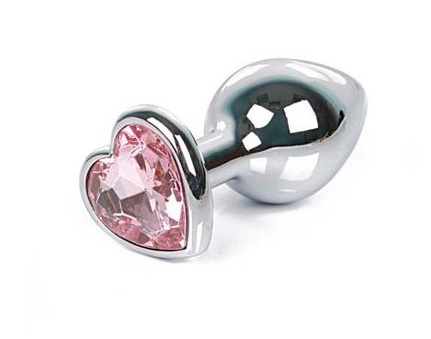 Анальный плаг с розовым камнем Heart 