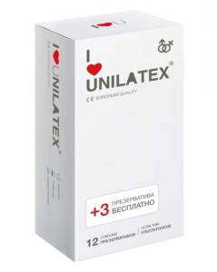 Ультратонкие презервативы Unilatex 12+3 шт 