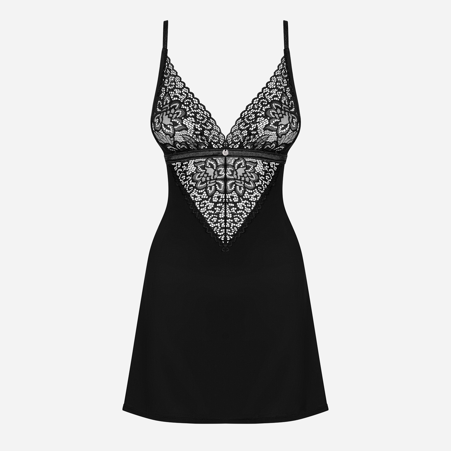 Черная сорочка с ажурным лифом  Cecilla S/M
