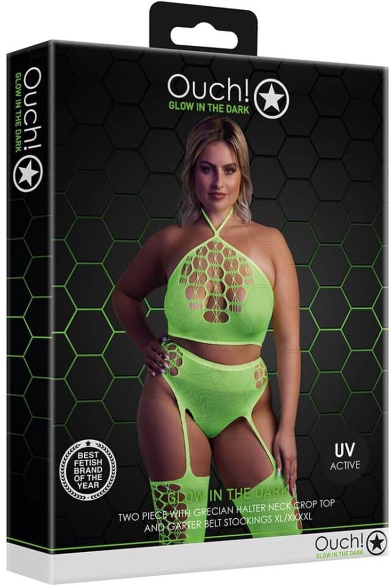 Комплект с чулками neon Green XL/XXXXL