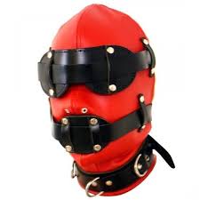 Красный закрытый шлем BDSM Fetish