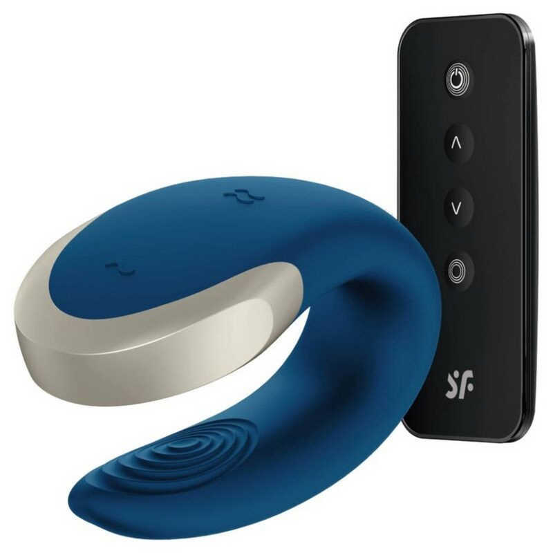 Голубой вибратор для пары Satisfyer Double Love