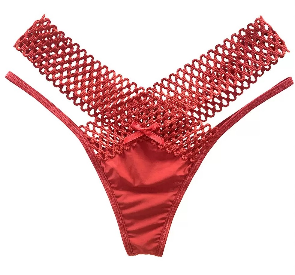 Трусики с кружевной резинкой красные S/M