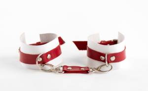 Наручники из натуральной кожи Red-White 