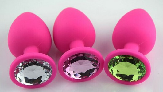 Анальная пробка из силикона с белым кристаллом