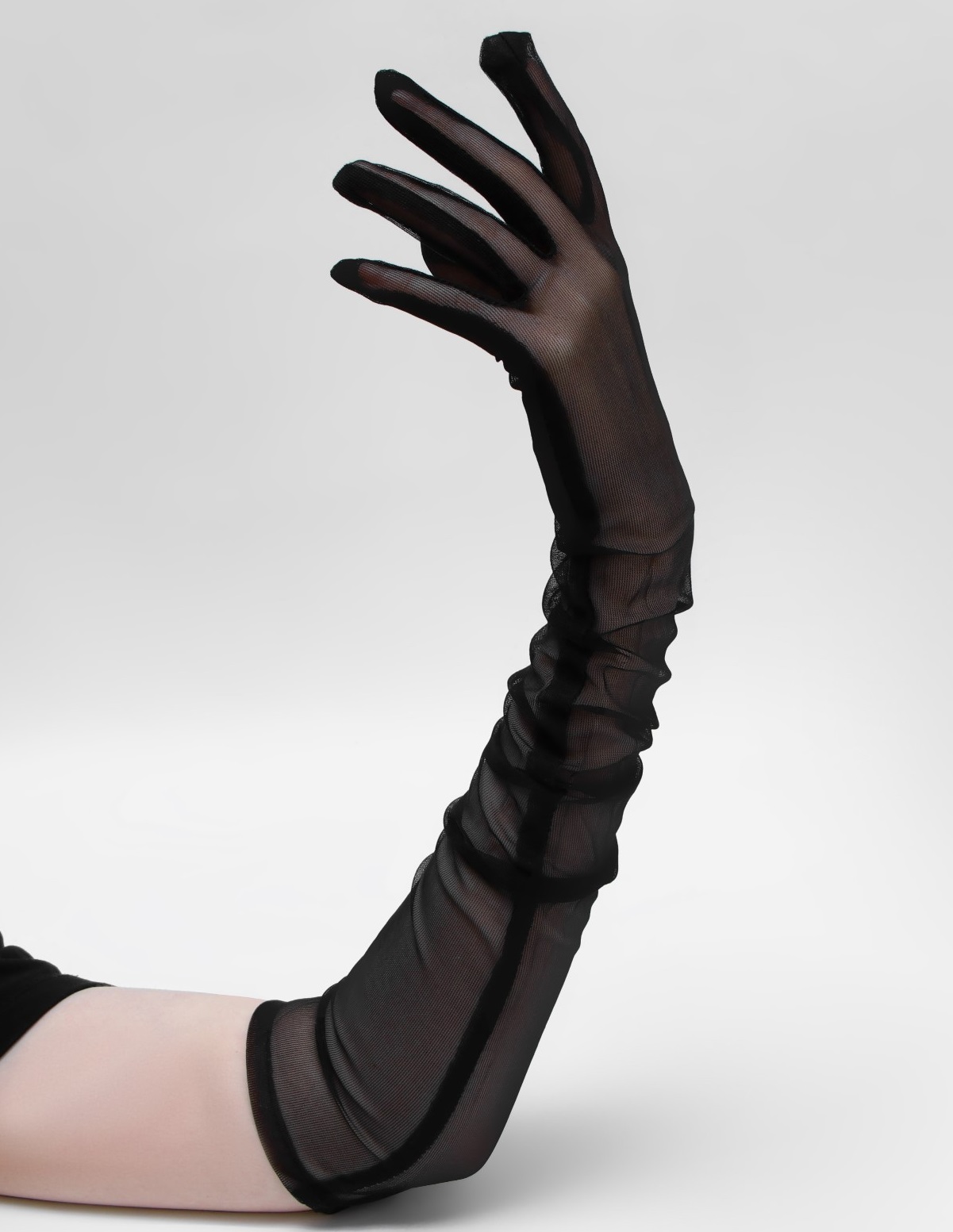 Высокие прозрачные перчатки черные